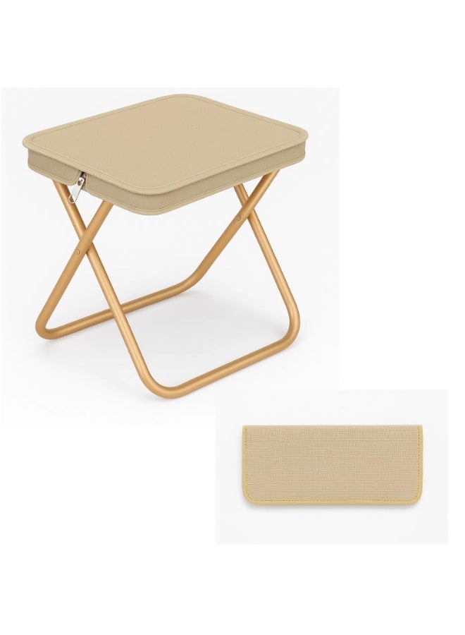Bukela Ultralight Folding Camping Stool, 1.2lbs Compact Portable Chair for Adults, 350lbs Load, Aluminum Frame with Oxford Seat, Beach, Hiking, Fishing, Handbag Style Stool (Beige) - Image 1