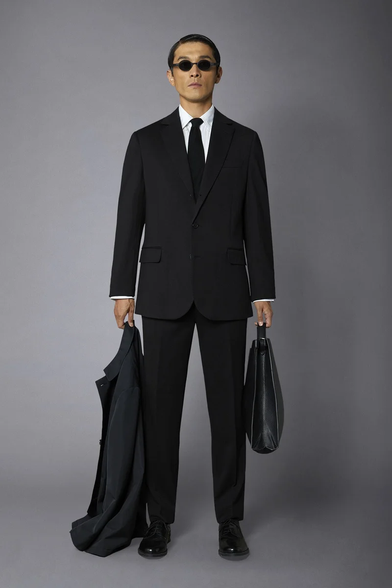 Men's single-breasted jacket in jersey regular fit - Black