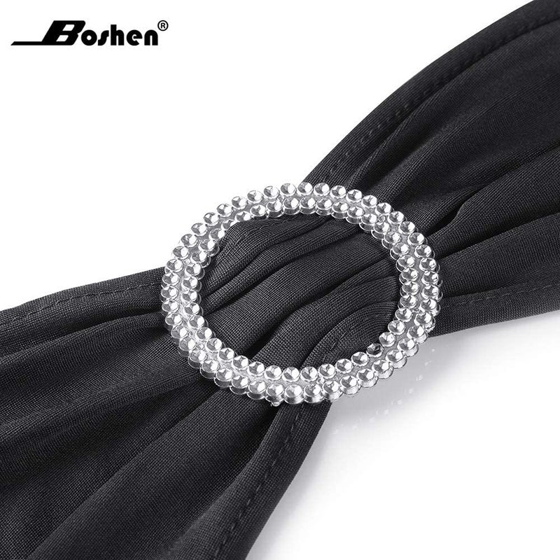 Boshen 100PCS Wedding Chair Decorations Stretch Chair Bows and Sashes for Party Ceremony Reception Banquet Spandex Chair Covers slipcovers (100  Black) - Image 3