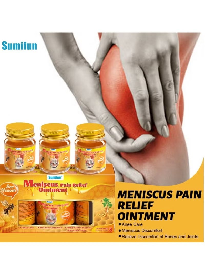 سوميفون 3 قطع مرهم لتخفيف آلام الغضروف المفصلي، كريم لتخفيف آلام المفاصل، العناية بالركبة، بلسم سم النحل للعناية بالمفاصل، كريم جل لعلاج سم النحل، كريم لتخفيف آلام سم النحل، 3 × 15 جرام - Image 1