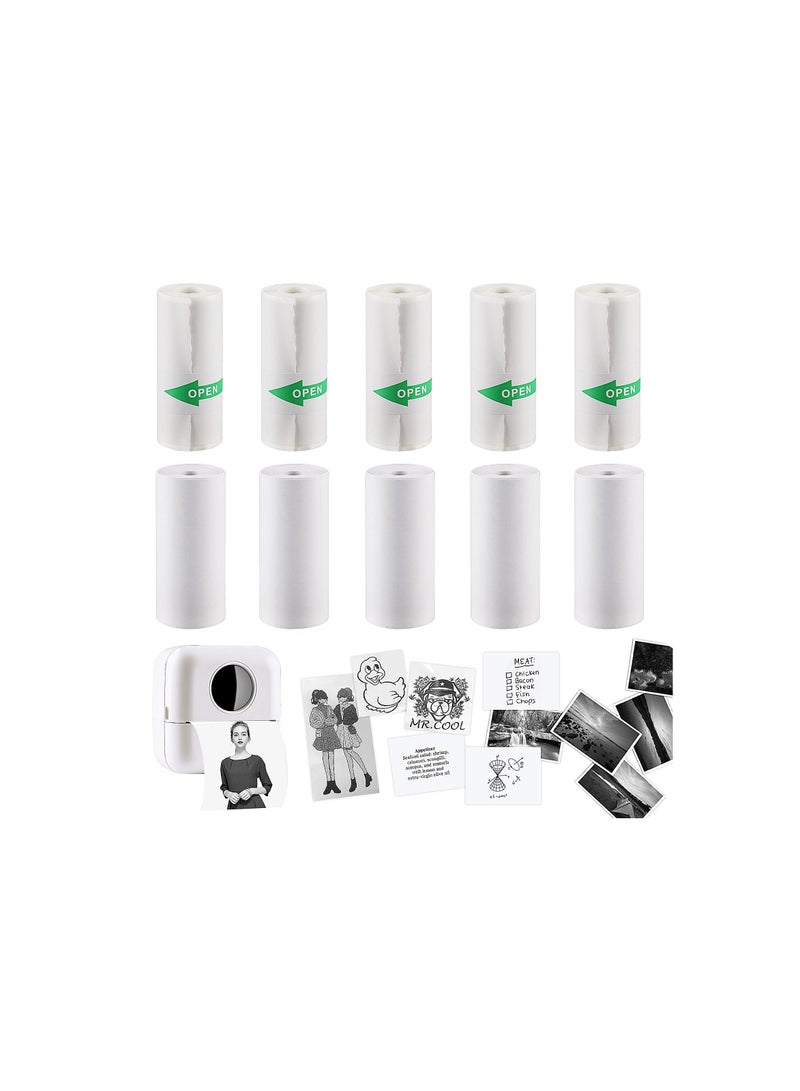 Generic Thermal Inkless Printing Paper, for Mini Sticker Receipt Printer, Portable Bluetooth Pocket Printer, Including 5 Rolls of Adhesive Thermal Paper for Photo Journal Notes Memo-57x25mm(10 Rolls )  - Image 1