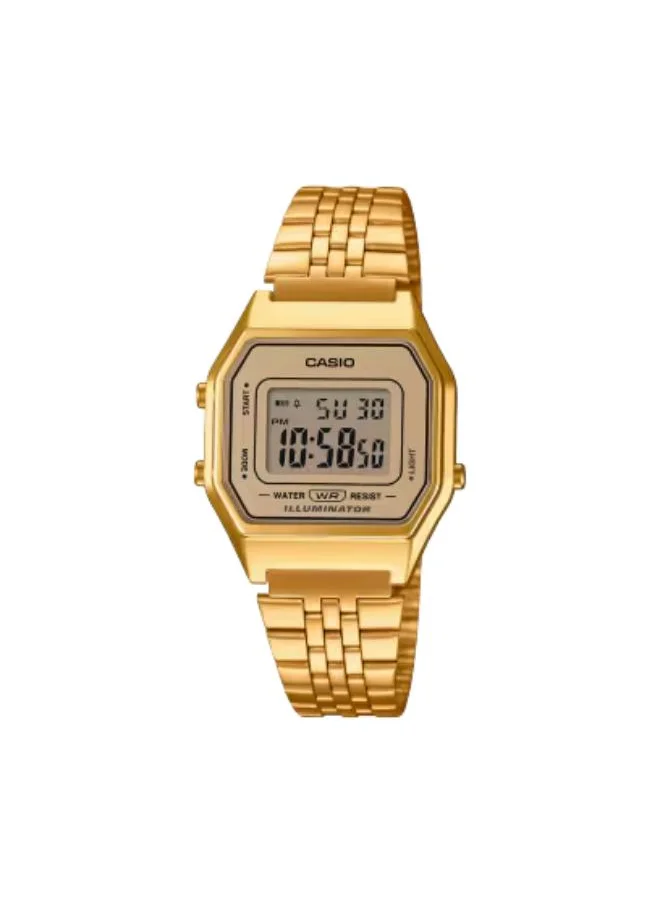 كاسيو Unisex Digital Display Watch With Gold Stainless Steel Strap - LA680WGA-9BDF