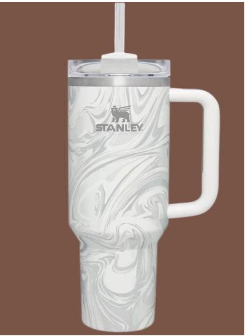 Stanley Quencher H2.0 FlowState 40oz Vacuum Insulated Tumbler – Rose Quartz Swirl Travel Mug with Reusable Lid and Straw for Water, Coffee, Smoothies, and Iced Tea – Durable, Stylish, Leakproof, Keeps Drinks Hot & Cold for Hours - Image 1