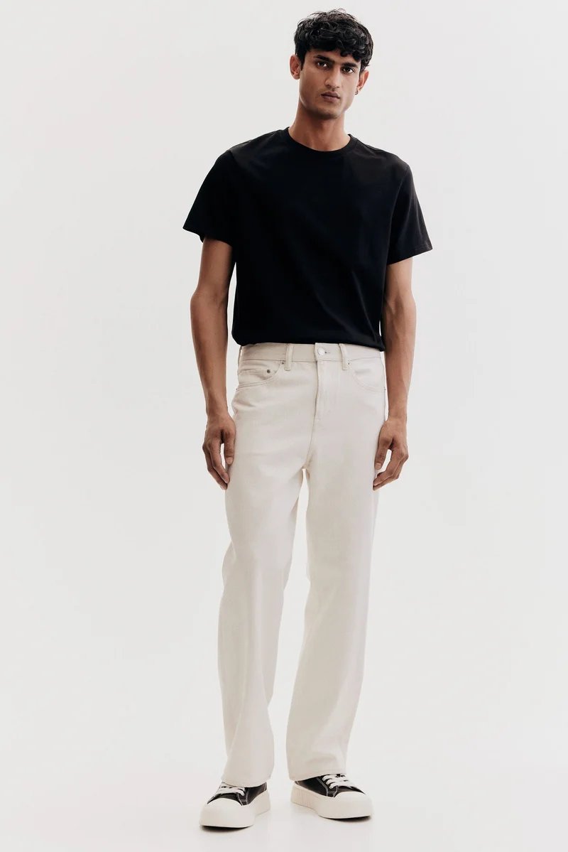 اتش اند ام تي-شيرت من القطن بقصة عادية