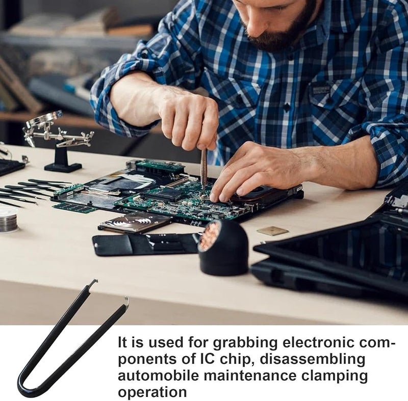 Black U Shape IC Chip Extractor Puller Spring Assisted Antistatic Insulated Tool - Image 4