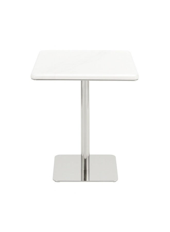 YI ONE Corner Table – Square White Marble Top with Stainless Steel Legs, 40×40×45 cm Luxury Side Table for Sofa & Bed - Image 4
