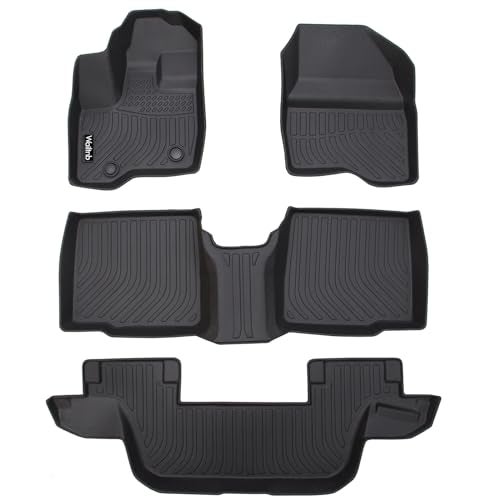 Wailtnb Floor Mats Custom for Ford Explorer 2011-2014 7 Passenger Models Bench Seat All Weather Protection TPE Waterproof Non-Slip Durable Floor Liners Fits Front& 2nd&3rd Row Accessories Black - Image 1