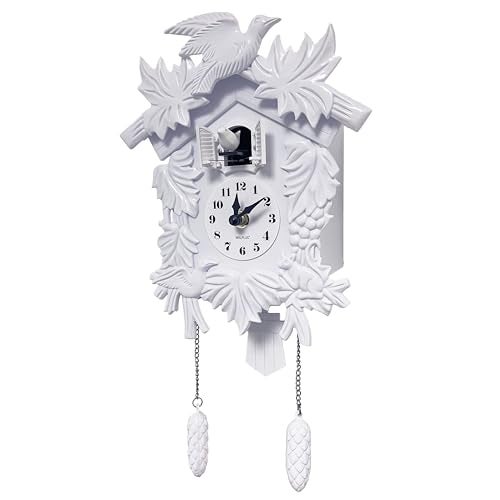 WALPLUS Chiming Cuckoo Clocks for Wall Bird Singing Cuckoo Clock Volume Adjustable Coo Coo Clock Christmas Cuckoo Clock Gift for Living Room Office Traditional Decoration Classic White - Image 1