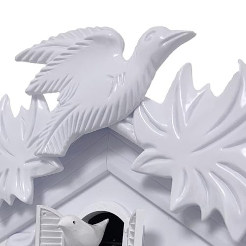 WALPLUS Chiming Cuckoo Clocks for Wall Bird Singing Cuckoo Clock Volume Adjustable Coo Coo Clock Christmas Cuckoo Clock Gift for Living Room Office Traditional Decoration Classic White - Image 5