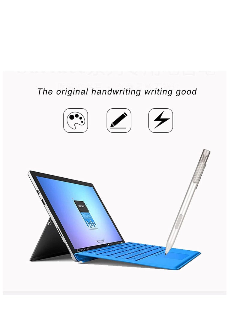قلم ستايلس لأجهزة Microsoft Surface Pro 9/8/X/7/6/5/4/3/Surface 3/go/go 2/go 3/Book/Laptop/Studio - قلم Palm Rejection لأجهزة Windows وHP وASUS - فضي