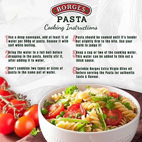 Borges High Protein, fiber, Trans Fat Free and Cholesterol Free Whole Wheat Fusilli Pasta (500 grams) - Image 5