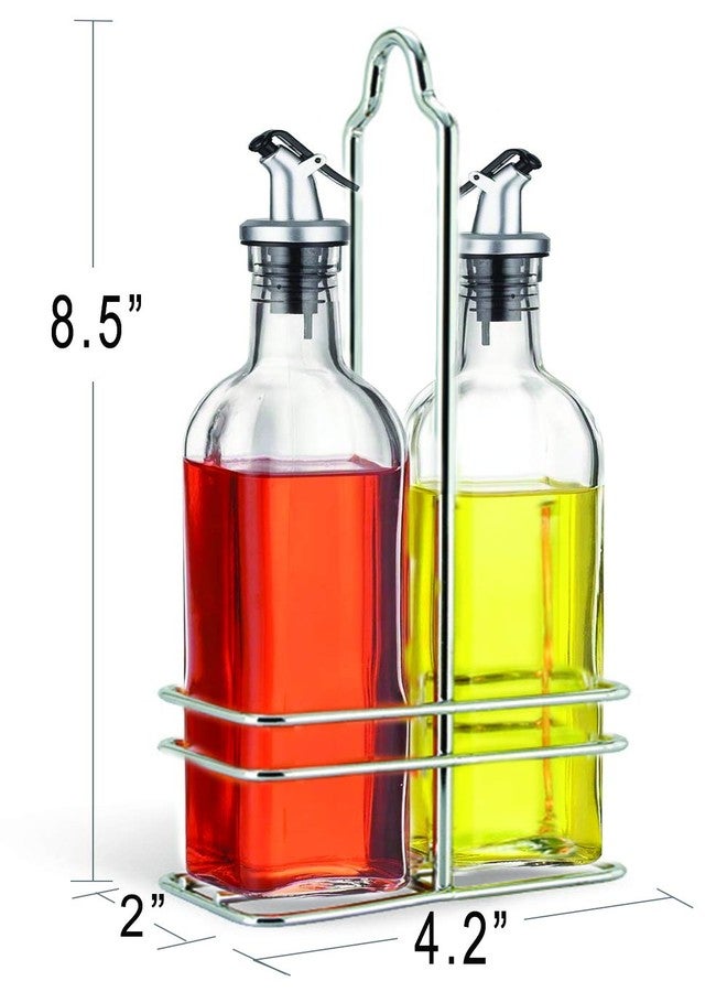 CUISINOX Oil and Vinegar Bottle Cruet Set with Wire Caddy - Image 4