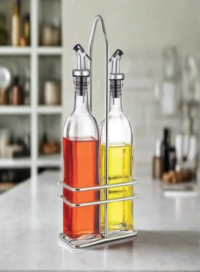 CUISINOX Oil and Vinegar Bottle Cruet Set with Wire Caddy - Image 3