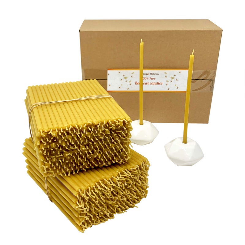 Votprof 500 Votprof 100% Pure Beeswax Taper Candles ( 6 1/4"") Natural Honey Scent  - Image 1