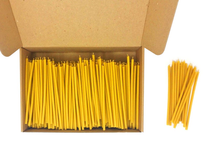 Votprof 500 Votprof 100% Pure Beeswax Taper Candles ( 6 1/4"") Natural Honey Scent  - Image 2
