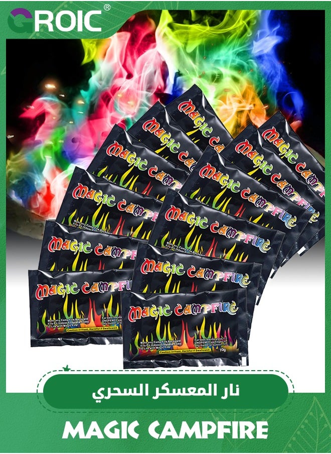 GROIC 12 Packs Magic Campfire Fire Color Changing Packets Fire Pit,Fire Color Packets,Magical Color Fire Packets, Bonfire Color Changing Packets, Campfire Color Flame Packets,Camping Accessories(10g/Pack)  - Image 1