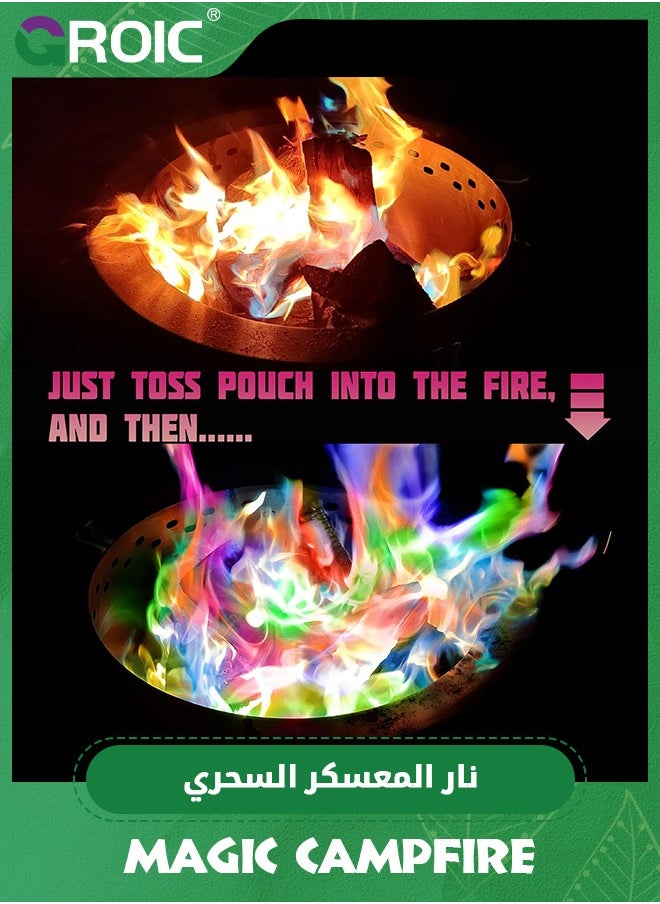 GROIC 12 Packs Magic Campfire Fire Color Changing Packets Fire Pit,Fire Color Packets,Magical Color Fire Packets, Bonfire Color Changing Packets, Campfire Color Flame Packets,Camping Accessories(10g/Pack)  - Image 3