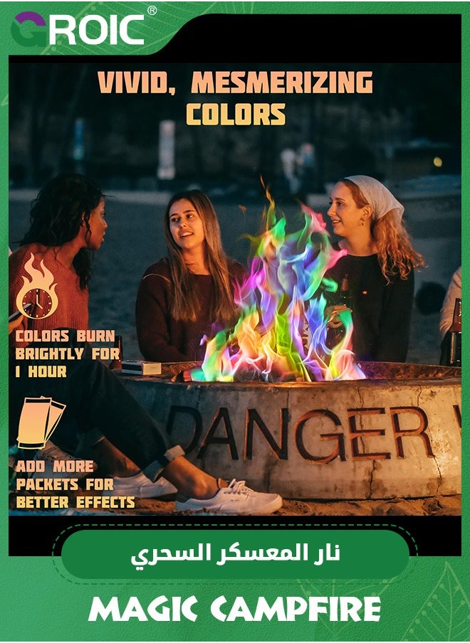 GROIC 12 Packs Magic Campfire Fire Color Changing Packets Fire Pit,Fire Color Packets,Magical Color Fire Packets, Bonfire Color Changing Packets, Campfire Color Flame Packets,Camping Accessories(10g/Pack)  - Image 2