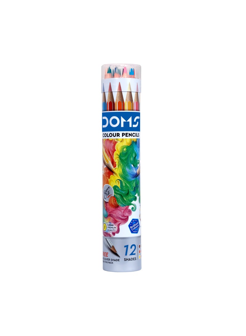 DOMS Half Size Extra Small Tin Colour Pencil Set of 12 pieces - Image 1