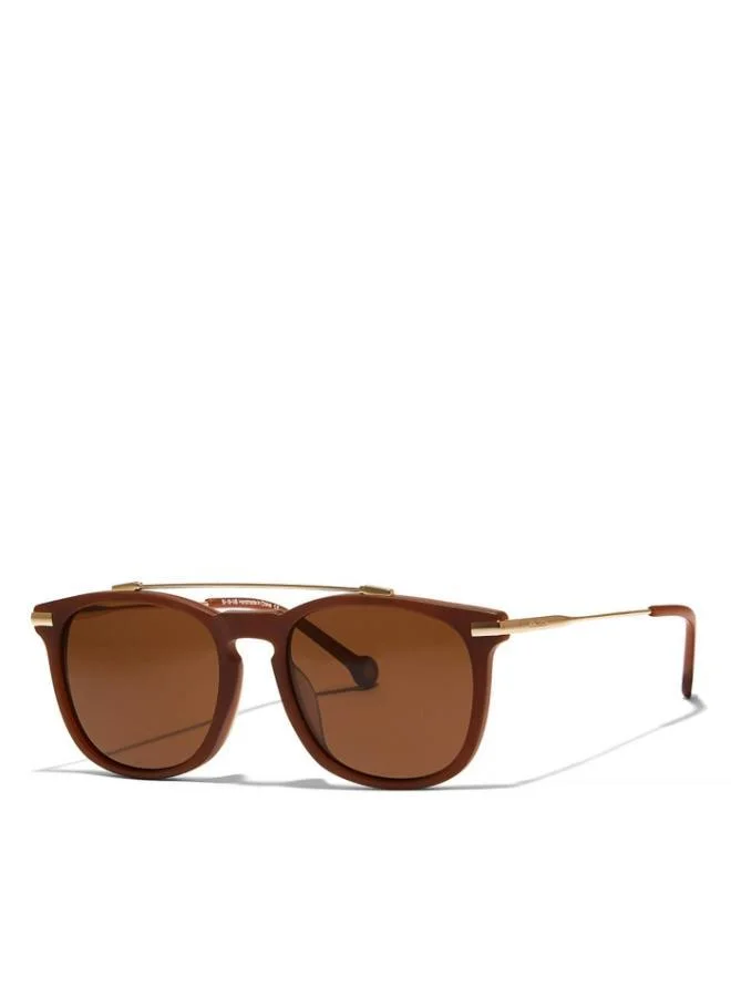30Sundays CHALLENGER Men Brown Sunglasses - Frame Material: Metal + Acetate - Lens Color: Brown- Frame Color: Brown - Full Rim