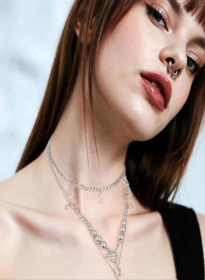 ElevateTech Star Necklace for Women y2k Accessories Stainless Steel Silver Jewelry Punk with 2 Bracelets Stackable Chunky Star Pendant Gifts Silver - Image 5