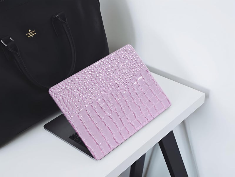 KEROM Compatible with Crocodile MacBook Air 13 inch Case 2021 2020 2019 2018 M1 A2337 A2179 A1932, Textured Elegant Luxury Aligator Skin Snakeskin PU Leather Hard Shell & Keyboard Cover, Lilac - Image 5