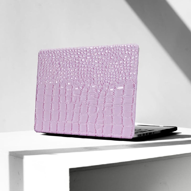 KEROM Compatible with Crocodile MacBook Air 13 inch Case 2021 2020 2019 2018 M1 A2337 A2179 A1932, Textured Elegant Luxury Aligator Skin Snakeskin PU Leather Hard Shell & Keyboard Cover, Lilac - Image 1