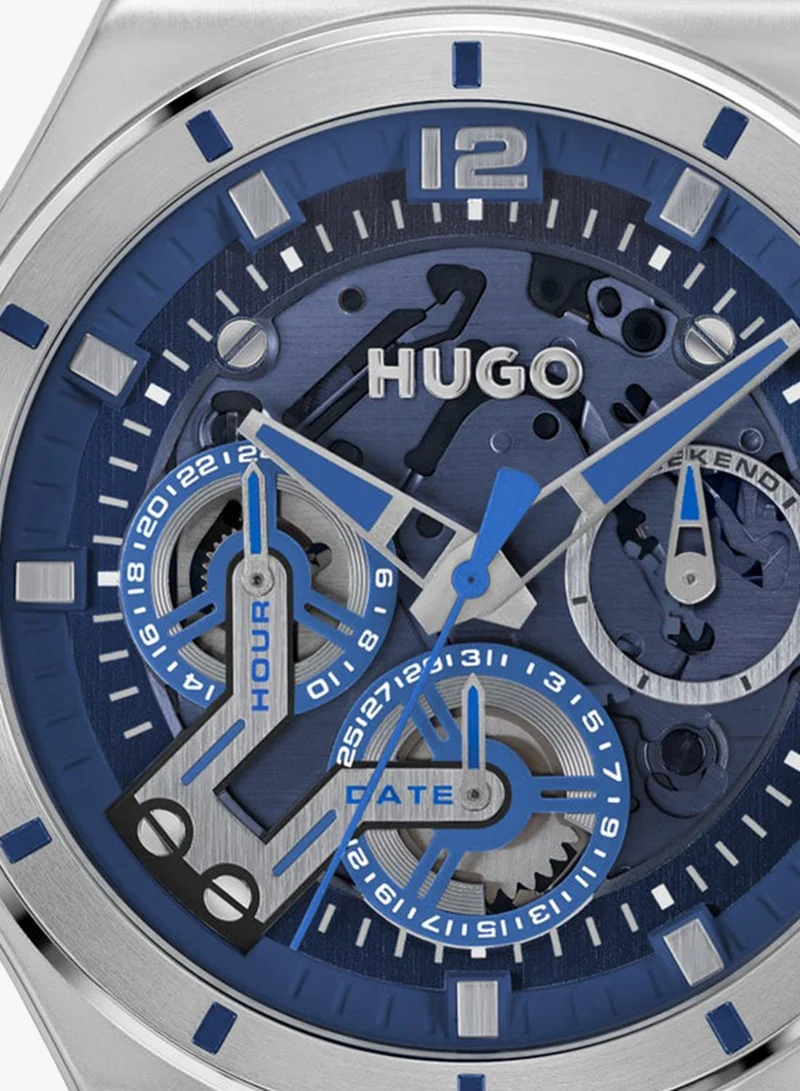 HUGO  #Grail Skeleton Collection Analog Multifunction Quartz Watch For Men With Blue Silicone Bracelet - 1530375 for Men | Best Price UAE