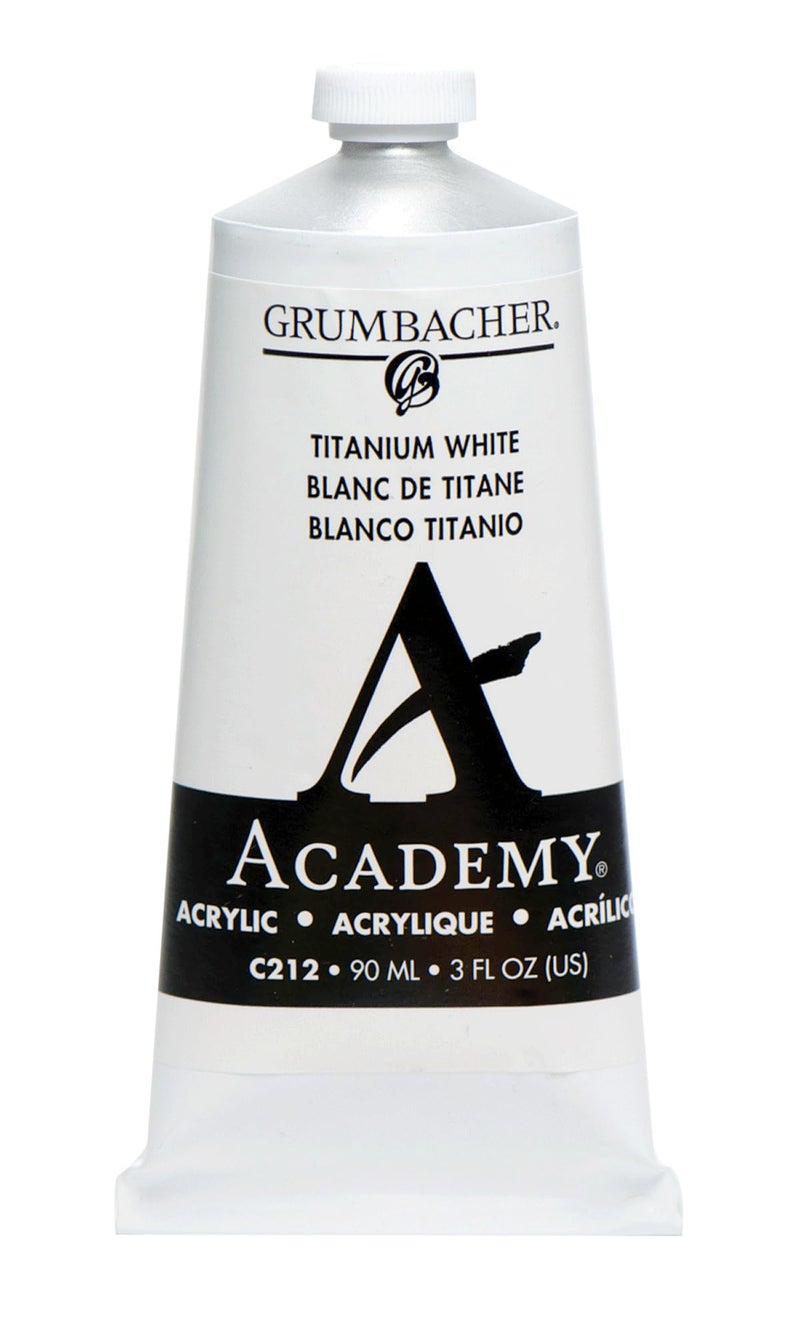 Grumbacher Academy Acrylic Paint Gloss 90ml3 oz Metal Tube Titanium White C212