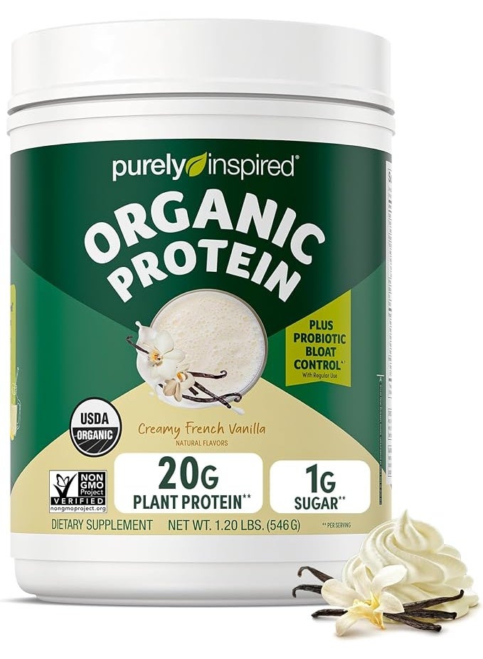 Muscletech Purely Inspired Organic Protein Plant-Based Nutritional Shake with Pea & Brown Rice Protein - Dairy & Gluten-Free, Non GMO and Vegan Friendly, Creamy French Vanilla Flavor 1.50 lbs