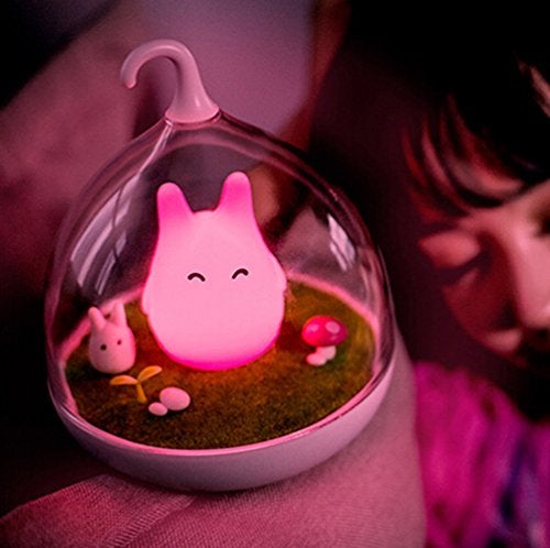 WOMHOPE Children's Night Lights Rechargeable Hand-held Design Tap Sensor Vibration Cage Lamp Night Lights for Kids, Baby,Valentines Gift,Outdoor Lamp (Pink Bunny) - Image 1