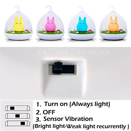 WOMHOPE Children's Night Lights Rechargeable Hand-held Design Tap Sensor Vibration Cage Lamp Night Lights for Kids, Baby,Valentines Gift,Outdoor Lamp (Pink Bunny) - Image 5