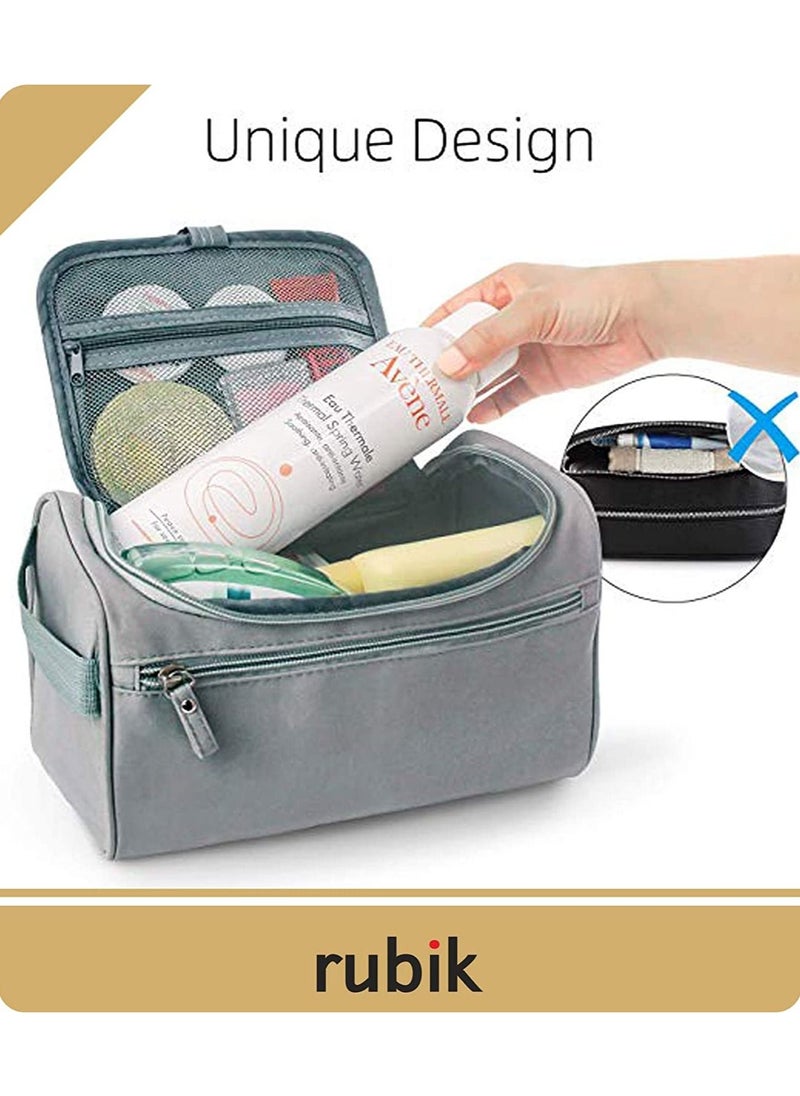 Rubik Toiletry Bag with Hanging Hook, Toiletries Kit Organizer for Travel Accessories, Makeup, Shampoo, Cosmetic, Personal Items, Bathroom Storage for Men Women - Grey  - Image 2