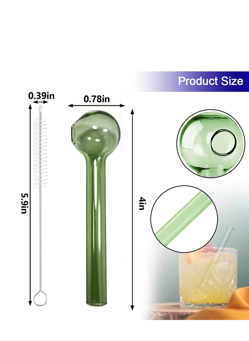 D&L - 8 Pcs Glass Straws Shatter Resistant 4 Inch Short Reusable Glass Straw With Cleaning Brush Dishwasher Safe Bar Drinking Straws Perfect For Cocktail Smoothies Coffee Juice Colorful - Image 1