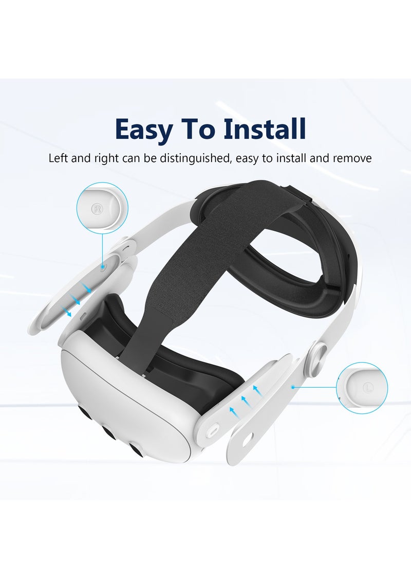 Meta Quest 3's adjustable headband, sponge headband, weight and stress reduction strap replacement for enhanced support and gaming immersion, and a comfortable ergonomic headrest - Image 2
