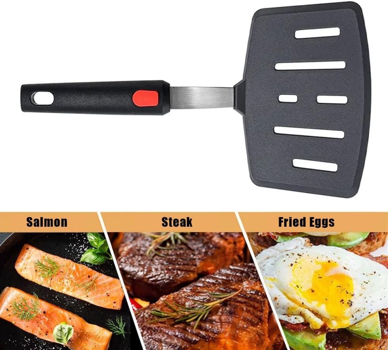 vintak Silicone Spatula Turner with Long Handle Heat Resistant Spatulas for Nonstick Cookware Black Silicone Spatula for Cooking Flipping Pressing Fish Eggs - Image 5