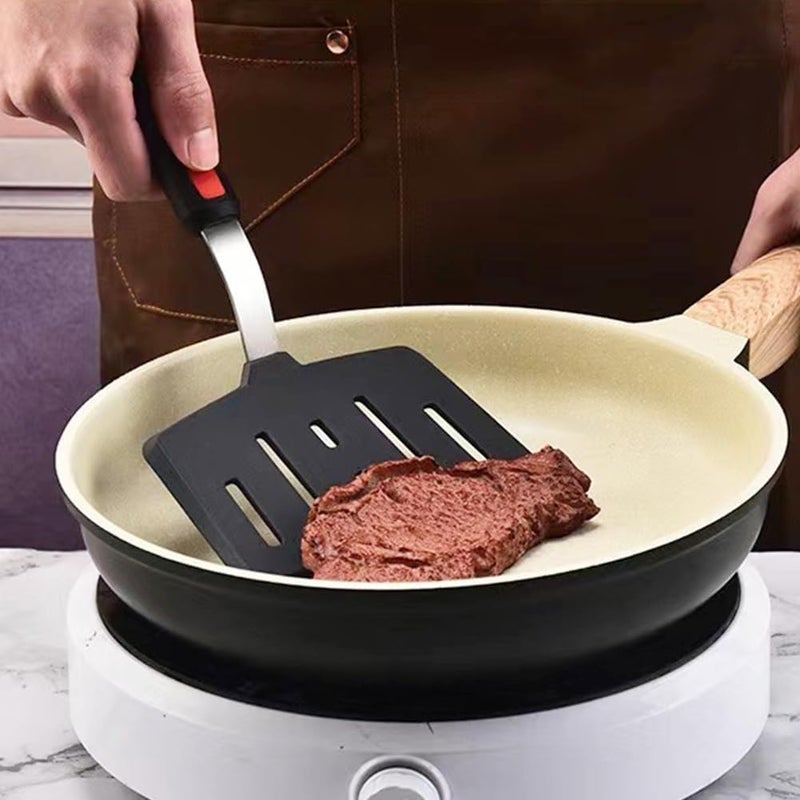 vintak Silicone Spatula Turner with Long Handle Heat Resistant Spatulas for Nonstick Cookware Black Silicone Spatula for Cooking Flipping Pressing Fish Eggs - Image 4