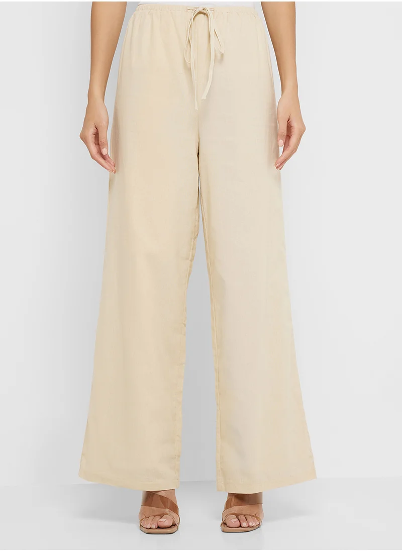 جينجر Cotton Oversize Shirt & Wide Leg Pant Set