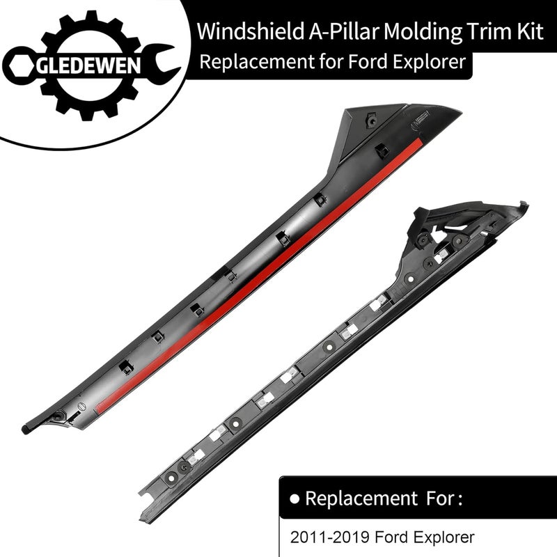 Gledewen A-Pillar Trim Molding Windshield Set for 2011-2019 Ford Explorer - Left & Right, Outer & Inner - Image 2