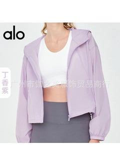 Generic Alo Summer Ice Silk UPF50+ Sun Protection Hooded Yoga Jacket Lilac 