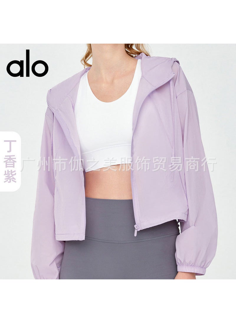 Generic - Alo Summer Ice Silk UPF50+ Sun Protection Hooded Yoga Jacket Lilac - Image 1