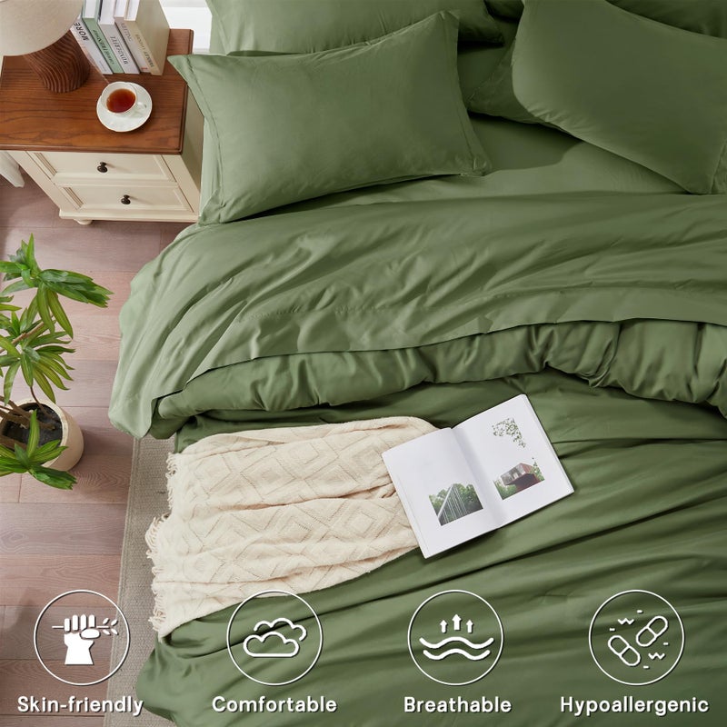 Anluoer Queen Comforter Set 7 Pieces, Green Bed in a Bag Queen Size, Lightweight Bedding Set with 1 Comforter, 2 Pillowcases, 2 Pillow Shams, 1 Flat Sheet, 1 Fitted Sheet - Image 4