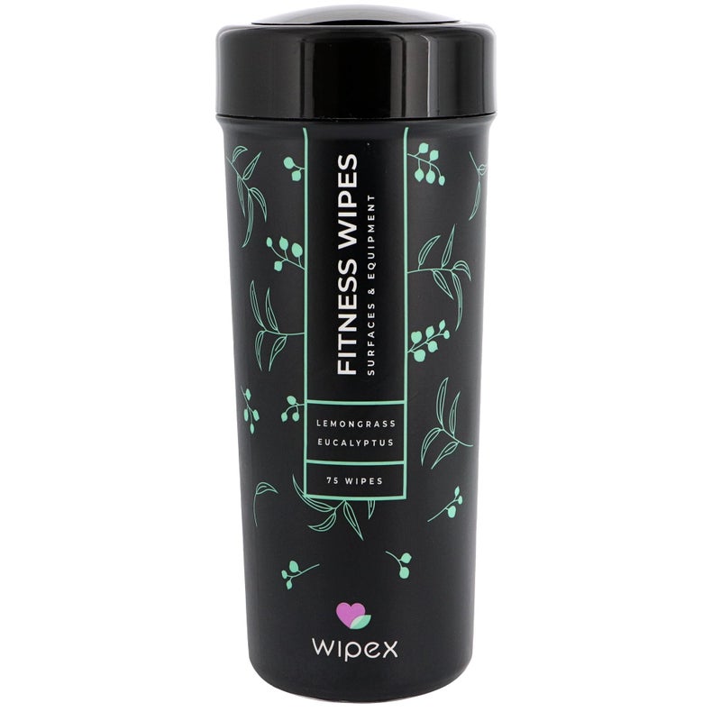 Wipex Fitness Equipment Wipes | Clean Gym Equipment, Yoga Mats, Peloton Bike Cleaner, Exercise Machine Wipes | Lemongrass, Eucalyptus, 75 Ct Canister - Image 1