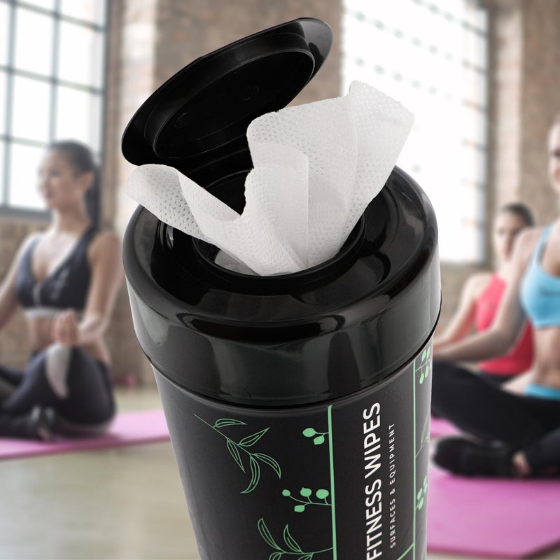 Wipex Fitness Equipment Wipes | Clean Gym Equipment, Yoga Mats, Peloton Bike Cleaner, Exercise Machine Wipes | Lemongrass, Eucalyptus, 75 Ct Canister - Image 3