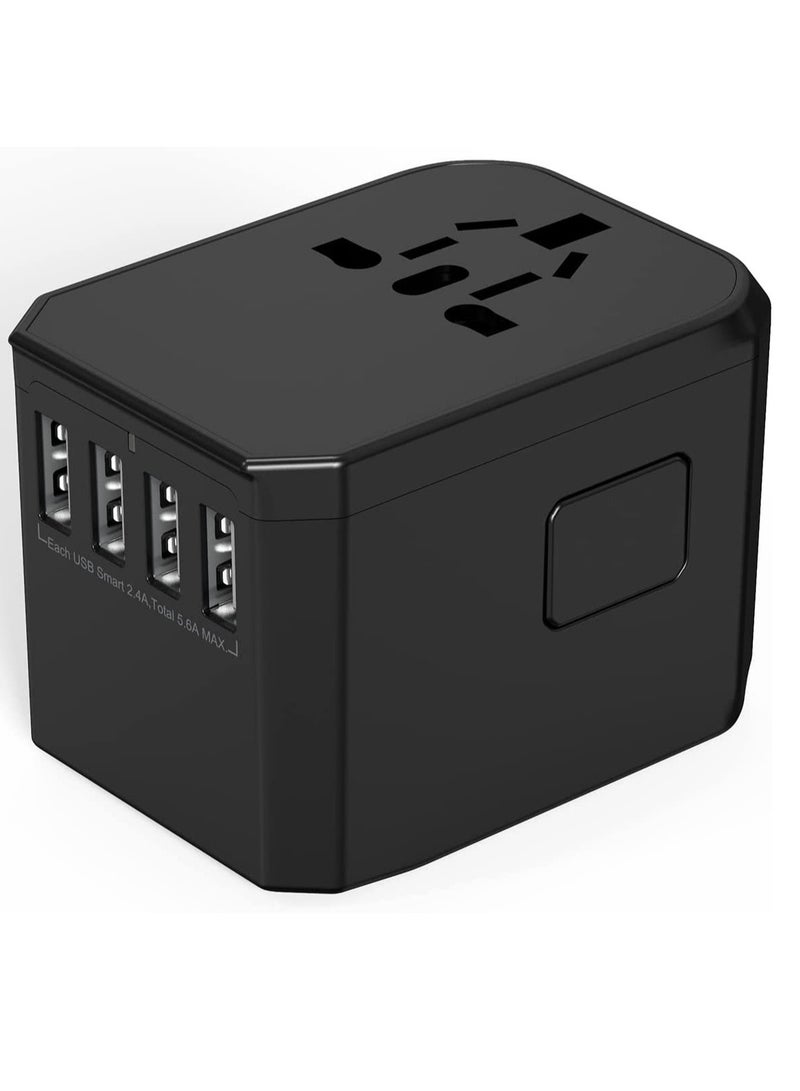 ELTRAZONE Universal International Travel Power Adapter with 3 USB + 1 Type C Charging Ports, European Adapter, Worldwide AC Outlet Plugs Adapters for Europe, UK, US, AU  - Image 1