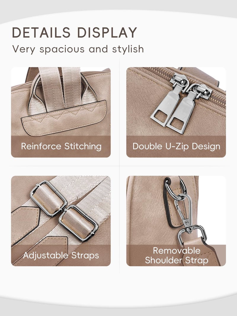 CLUCI Backpack Purse for Women, Womens Backpack Purse, Leather Anti-theft Large Fashion Designer Travel Bag Ladies Shoulder Bags - Image 4