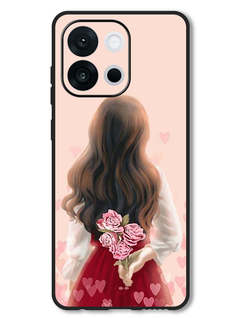 Theodor Case Compatible with OnePlus 13s 6.32 Inch Protection Shockproof Bumper Cover Girl Hiding Flowers - Image 1