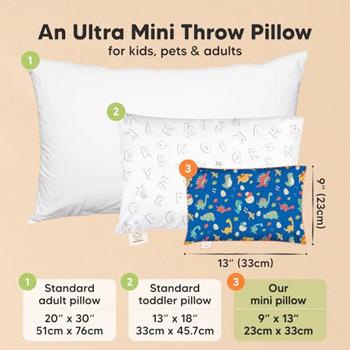KeaBabies Mini Toddler Pillow with Pillowcase 9x13 My Little Dreamy Travel Kids Pillow for Sleeping Toddler Bed Small Tiny Organic Cotton Pillowcase Soft Breathable Kids 24 Years Old DinoWorld - Image 3