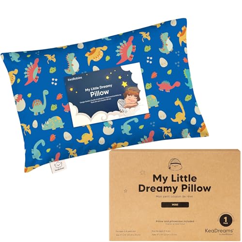 KeaBabies Mini Toddler Pillow with Pillowcase 9x13 My Little Dreamy Travel Kids Pillow for Sleeping Toddler Bed Small Tiny Organic Cotton Pillowcase Soft Breathable Kids 24 Years Old DinoWorld - Image 1