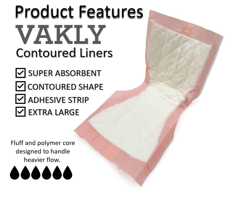 Vakly Extra Large Super-Absorbent Contoured Hospital Style Pad Liners [Pack of 20] 7" Wide X 14" Long - Maternity Pads for Heavier Post Birth Protection - Incontinence Liners 7x14 inches - Image 1